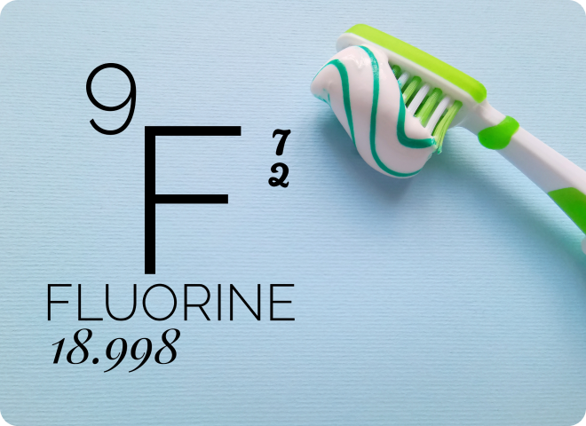 Représentation du fluor, associé à la prévention des caries